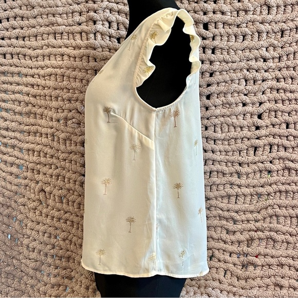 WESTMOON Cream Ruffled Cap Sleeve Blouse Size Medium - Picture 4 of 11